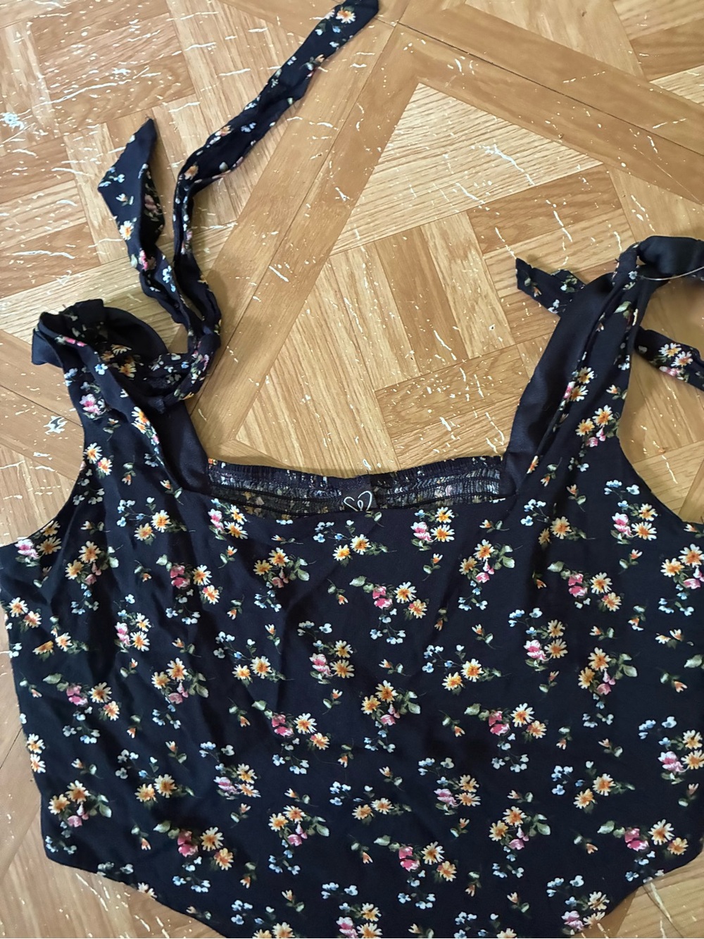 Windsor Black Floral Tie-Strap Camisole